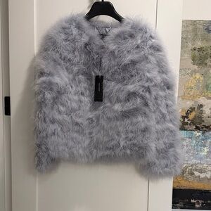 BCBGMaxAzria Silver Faux Fur Coat